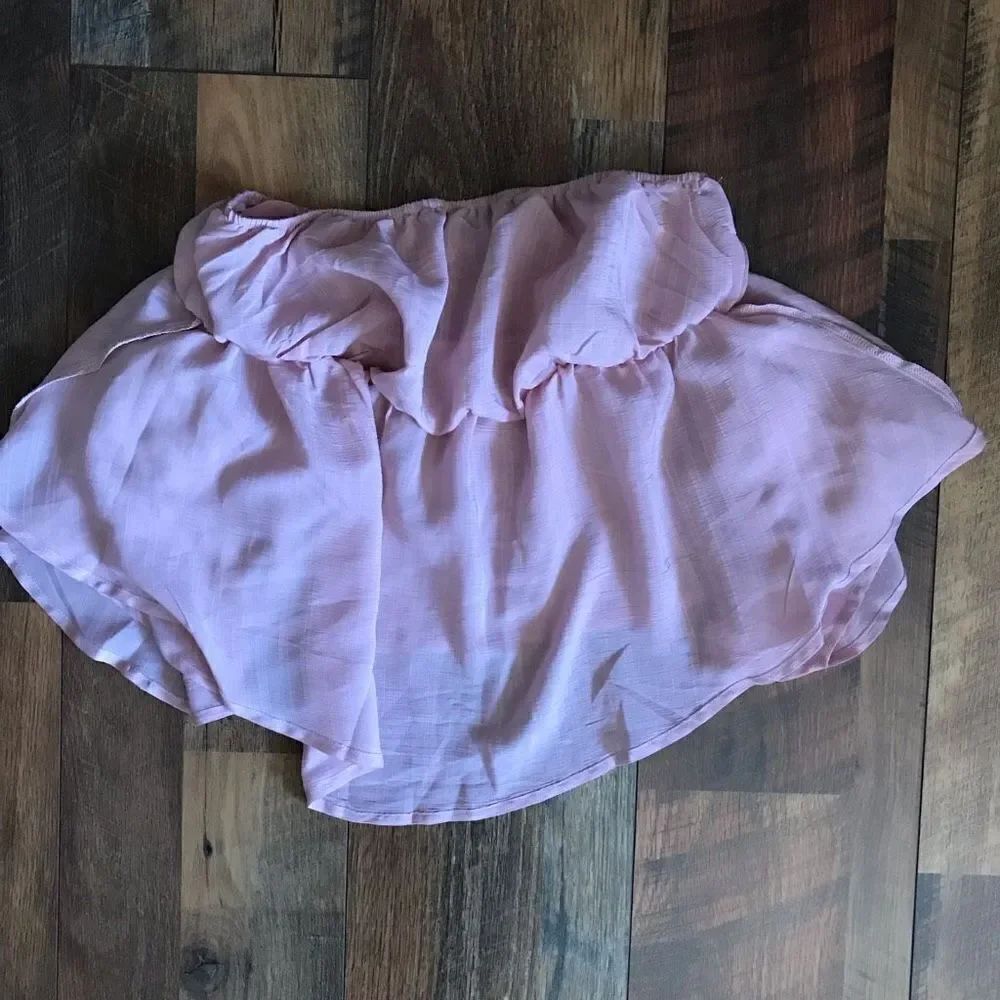 Shein SZ Small pink strapless ruffle layered flirty cute
